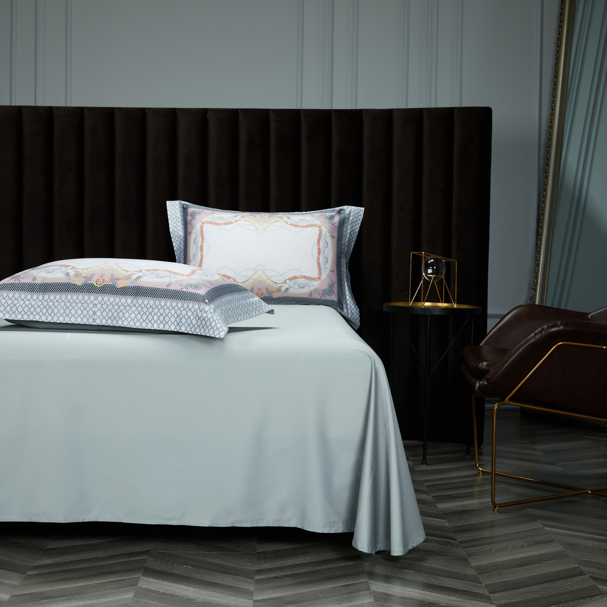 91家纺网 家纺一手货源 找家纺 2024新款100s长绒棉数码印花大版定位四件套 安琪