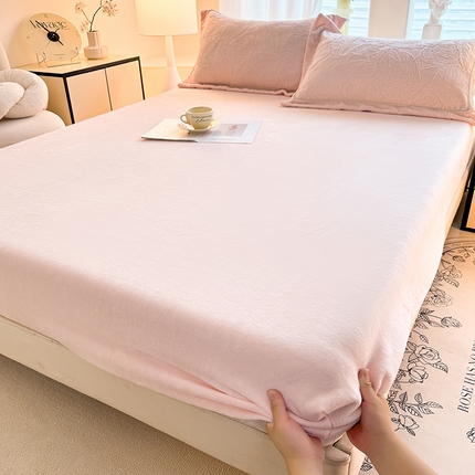 艾唯希家纺 2024新款A类牛奶绒单床笠系列 花之蔓-粉-(单床笠)