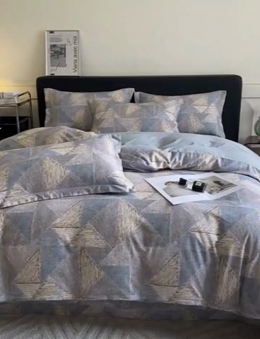 91家纺网 家纺一手货源 找家纺 大柏树 2025新款A类全棉磨毛印花四件套 黎贝卡