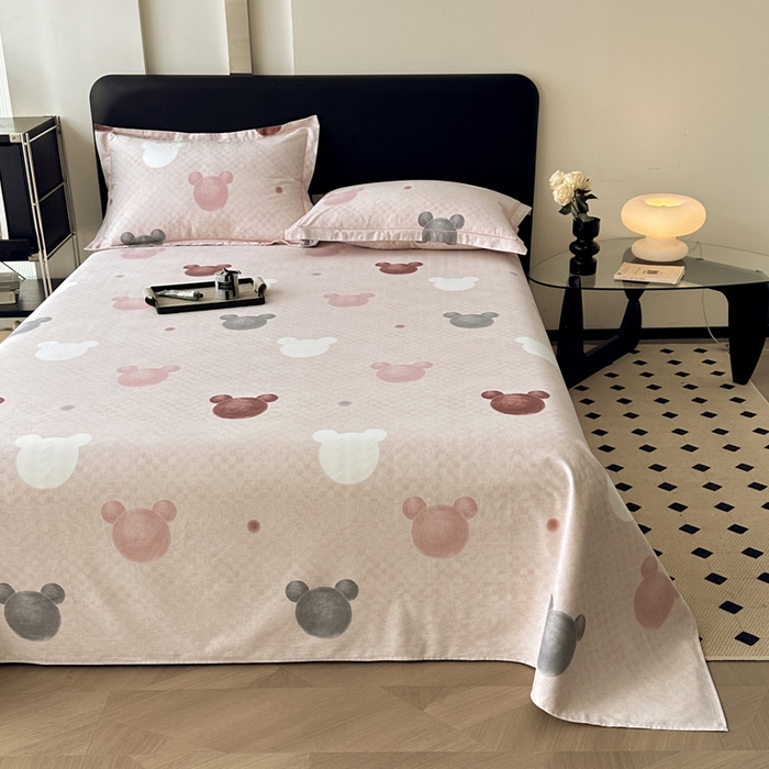 91家纺网 家纺一手货源 找家纺 大柏树 2025新款A类全棉磨毛印花单床单 妙妙屋粉