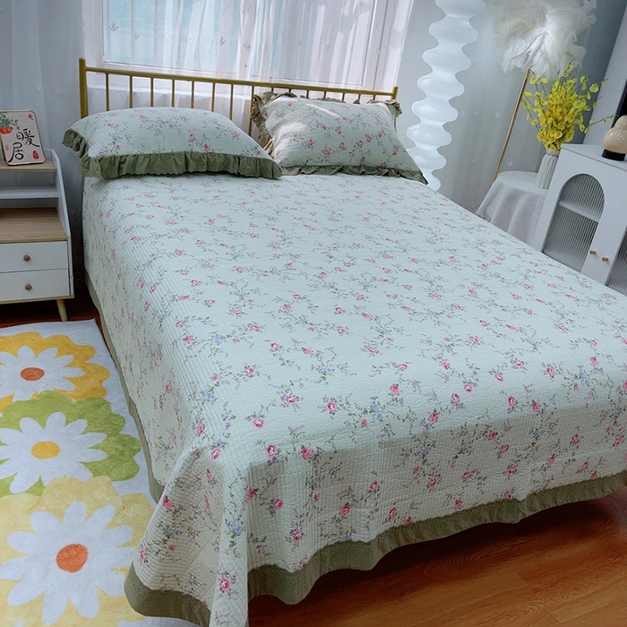 91家纺网 家纺一手货源 找家纺 暖居 2024新款包边豆豆被床盖四件套 蝶恋梦