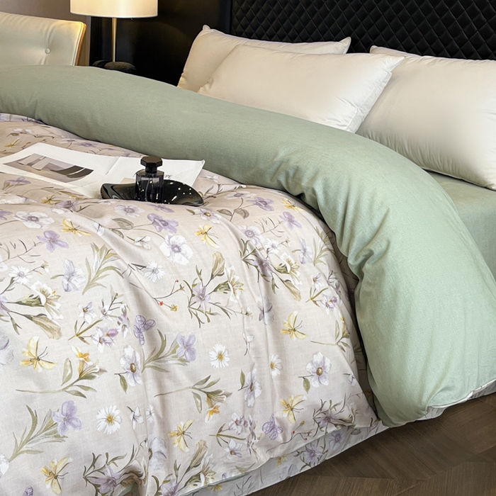 91家纺网 家纺一手货源 找家纺 大柏树 2025新款A类全棉磨毛印花单被套 暗香灰