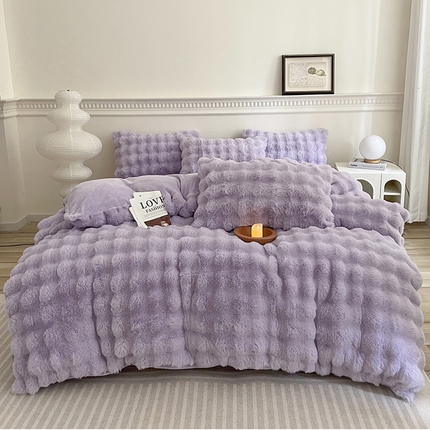 91家纺网 家纺一手货源 找家纺 （总）畅畅家纺 2024新款AB版冬季纯色七彩兔兔绒兔毛绒牛奶绒四件套