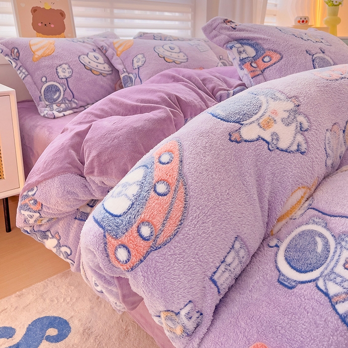 91家纺网 家纺一手货源 找家纺 2024新款加厚雪花绒印花单件被套-风格二（提供卖家秀 ） 星际穿越