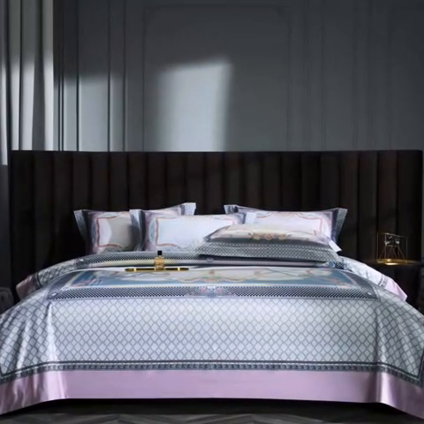 91家纺网 家纺一手货源 找家纺 2024新款100s长绒棉数码印花大版定位四件套 安琪