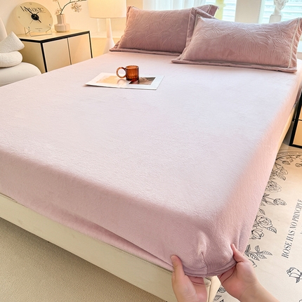 艾唯希家纺 2024新款A类牛奶绒单床笠系列 叶之语-豆沙-(单床笠)