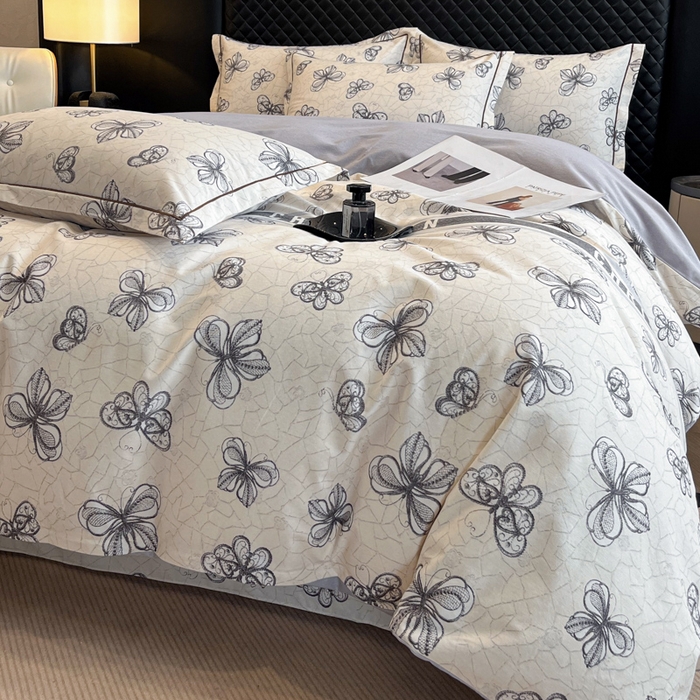 91家纺网 家纺一手货源 找家纺 大柏树 2025新款A类全棉磨毛印花四件套 淡雅年华