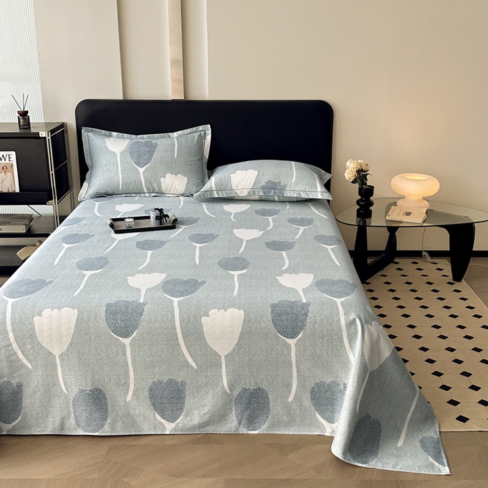 91家纺网 家纺一手货源 找家纺 大柏树 2025新款A类全棉磨毛印花单床单 人间茶白