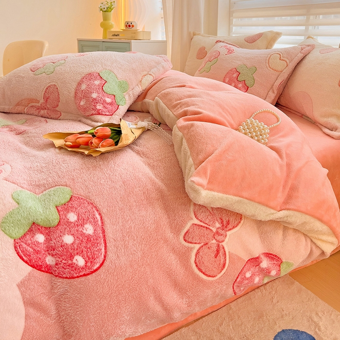 91家纺网 家纺一手货源 找家纺 2024新款加厚雪花绒印花四件套-风格二（提供卖家秀） 蝶雅