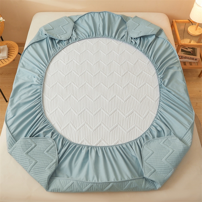 91家纺网 家纺一手货源 找家纺 优眠坊 2025新款羊绒蛋白床笠 远山-雾霾蓝