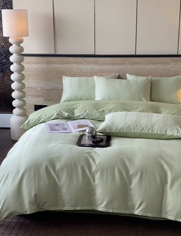 91家纺网 家纺一手货源 找家纺 琪格格2024新款纯棉贡缎大提花四件套纯棉贡缎提花-麦穗绿