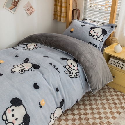 91家纺网 家纺一手货源 找家纺 （总）宅部落 2024新款舒适高克重牛奶绒学生宿舍三件套