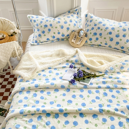 91家纺网 家纺一手货源 找家纺 （总）花伞家居 2024直播新款牛奶绒羊羔绒多功能复合拉链被套款毛毯