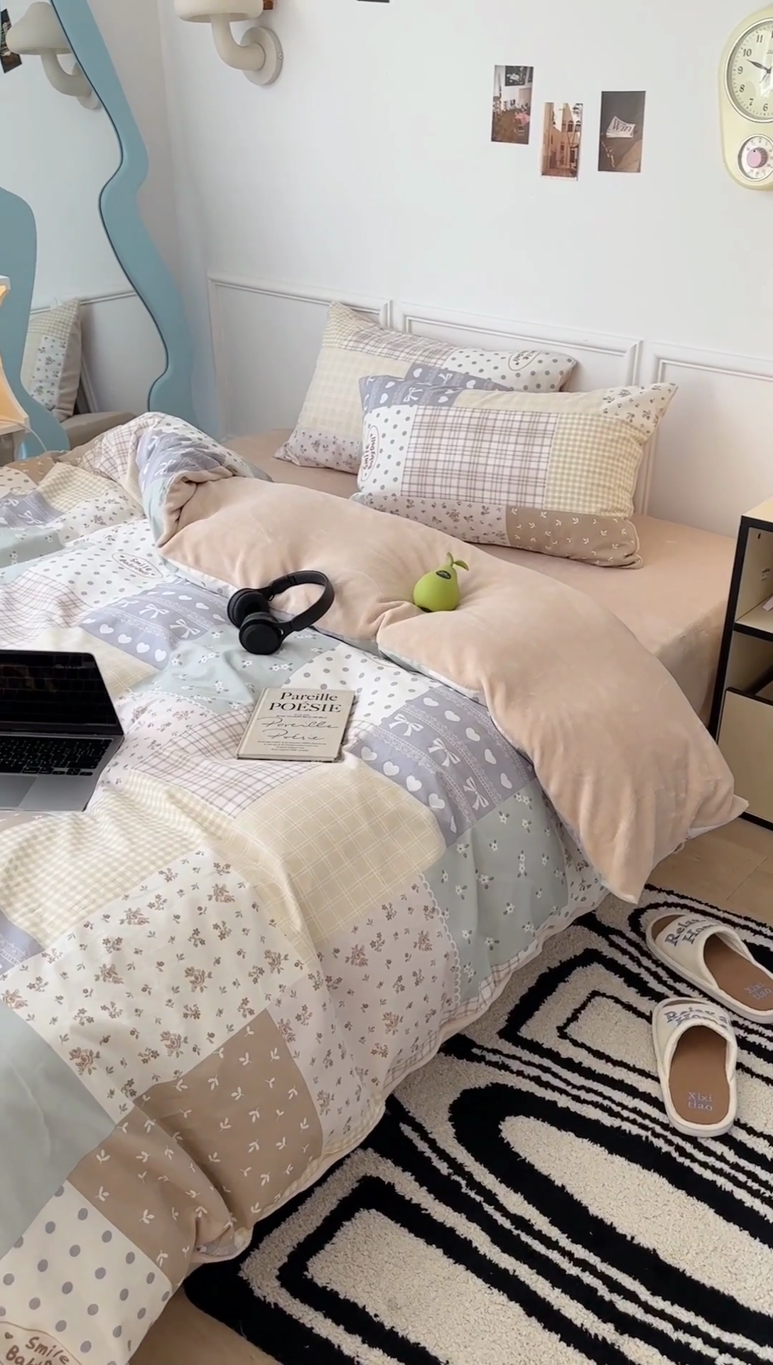 91家纺网 家纺一手货源 找家纺 昔可家纺 2024新款秋冬新款棉加牛奶绒四件套 拼接复古碎花