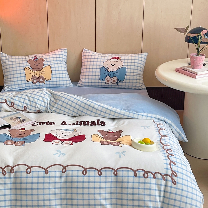 91家纺网 家纺一手货源 找家纺 昔可家纺 2024新款大版数码印花设计师牛奶绒四件套 蝴蝶结派对