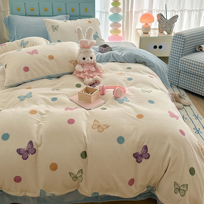 91家纺网 家纺一手货源 找家纺 （总）昔可家纺 2024新款印花牛奶绒四件套系列-复古小清新系列