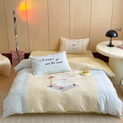 昔可家纺 2024新款大版数码印花设计师牛奶绒四件套 小狗杰瑞