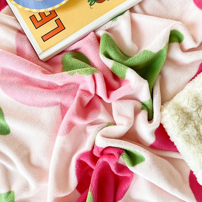 91家纺网 家纺一手货源 找家纺 花伞家居 2024直播新款牛奶绒羊羔绒多功能复合拉链被套款毛毯 毛毯-理想国粉