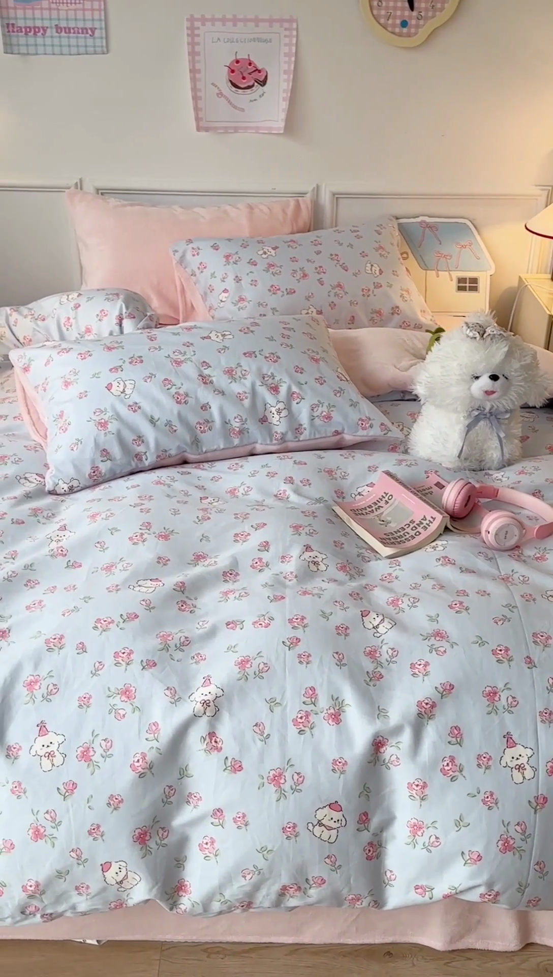 91家纺网 家纺一手货源 找家纺 昔可家纺 2024新款秋冬新款棉加牛奶绒四件套 花花小奶狗