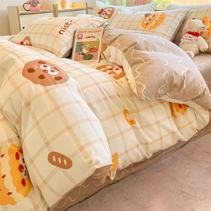 91家纺网 家纺一手货源 找家纺  本制 2024秋冬新款12868全棉印花四件套 烘培-米