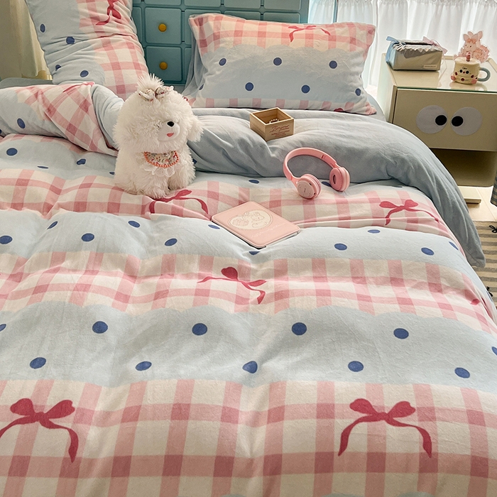 91家纺网 家纺一手货源 找家纺 昔可家纺 2024新款印花牛奶绒四件套系列-ins少女系列 芭蕾美学