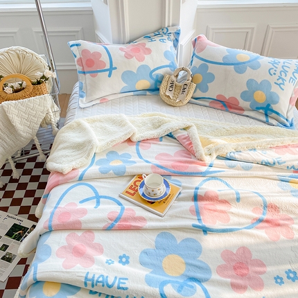 91家纺网 家纺一手货源 找家纺 （总）花伞家居 2024直播新款牛奶绒羊羔绒多功能复合拉链被套款毛毯