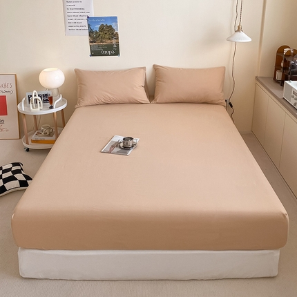 91家纺网 家纺一手货源 找家纺 （总）眠帛家居 2024新款A类亲肤水洗棉纯色单品床笠三件套