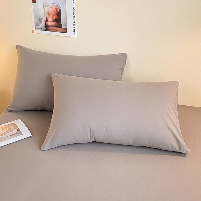 91家纺网 家纺一手货源 找家纺 眠帛家居 2024新款A类亲肤水洗棉纯色单品床单三件套 浅灰