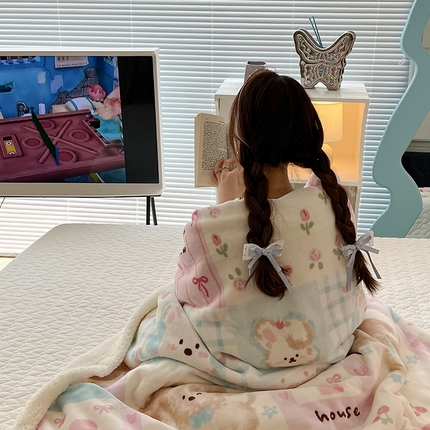 91家纺网 家纺一手货源 找家纺 （总）昔可家纺 2024新款羊羔绒牛奶绒毛毯系列（三）-场景二-卡通系列