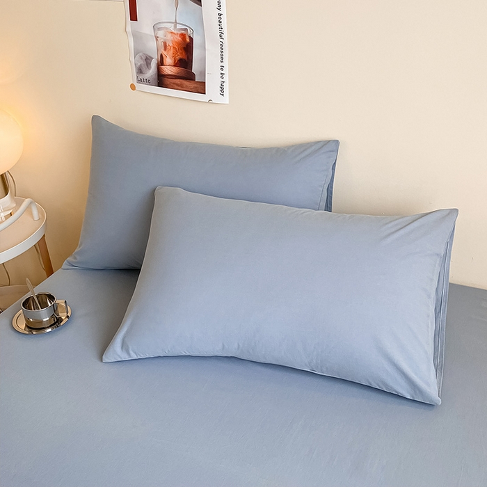 91家纺网 家纺一手货源 找家纺 眠帛家居 2024新款A类亲肤水洗棉纯色单品枕套 蓝灰