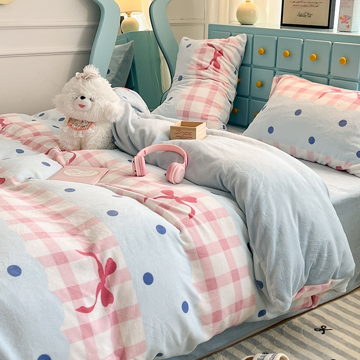 91家纺网 家纺一手货源 找家纺 昔可家纺 2024新款印花牛奶绒四件套系列-ins少女系列 芭蕾美学