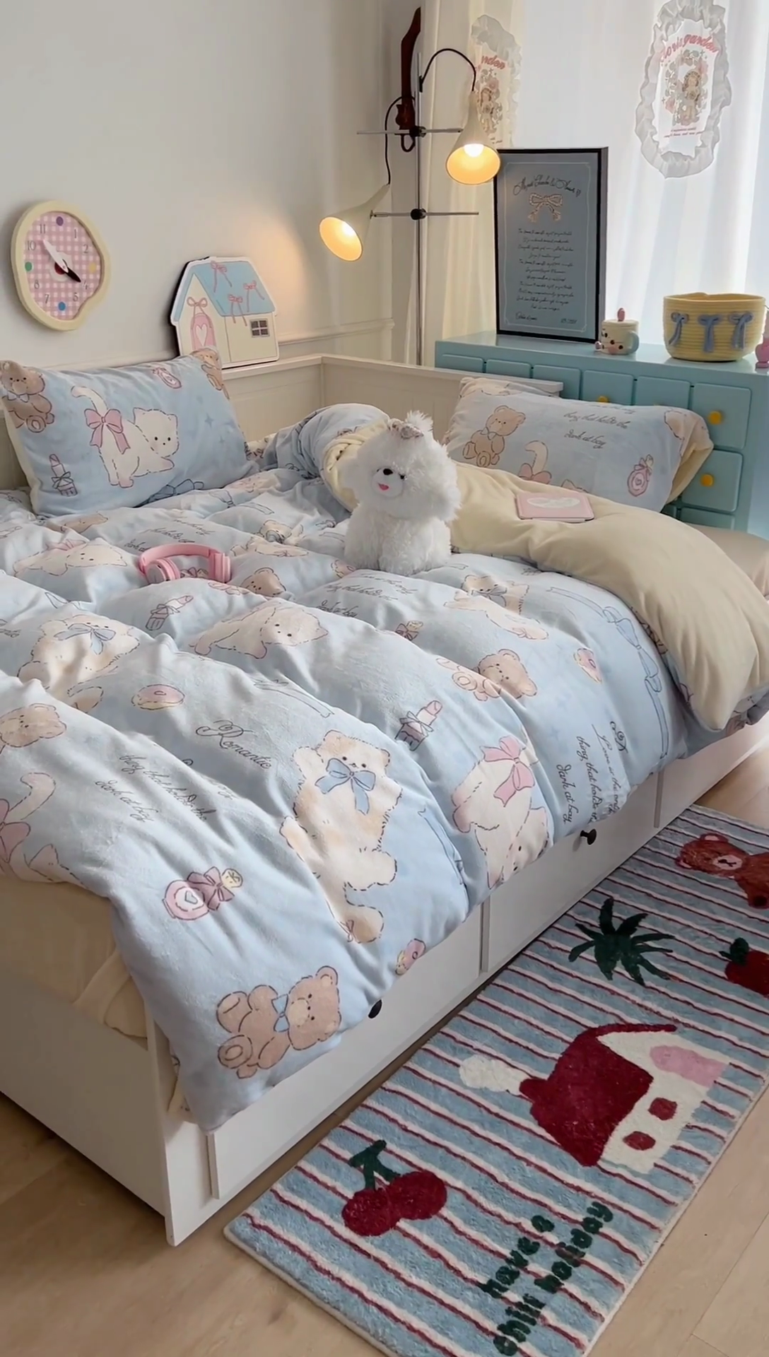 91家纺网 家纺一手货源 找家纺 昔可家纺 2024新款印花牛奶绒四件套系列-卡通系列 油画小萌物