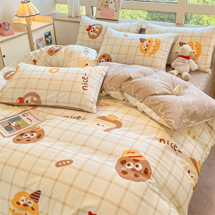 91家纺网 家纺一手货源 找家纺  本制 2024秋冬新款12868全棉印花四件套 烘培-米