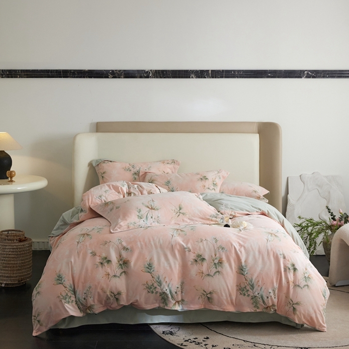 91家纺网 家纺一手货源 找家纺 金奇达家纺 2025秋冬保暖加厚绒类四件套羽零绒【自然为美】（标准号全网控价(折后券后)不低于159元，（拿货价会员减20元)） 竹韵-茶粉