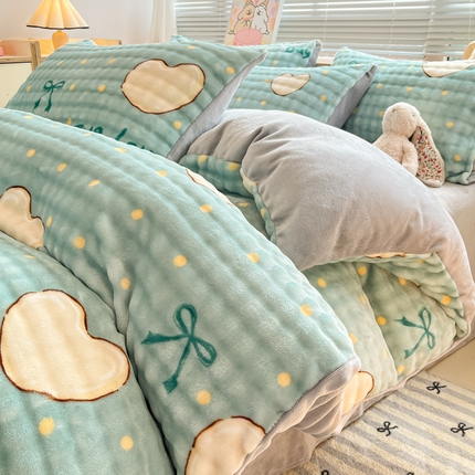 91家纺网 家纺一手货源 找家纺 （总）梵克保罗 2024秋冬新款加厚泡泡牛奶绒数码印花工艺立体仿兔毛四件套