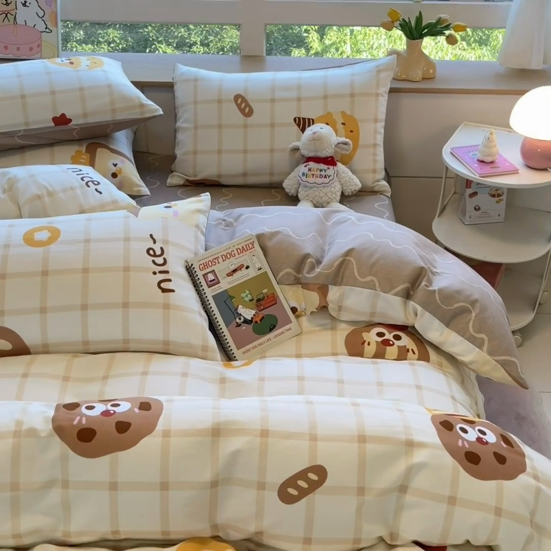 91家纺网 家纺一手货源 找家纺  本制 2024秋冬新款12868全棉印花四件套 烘培-米