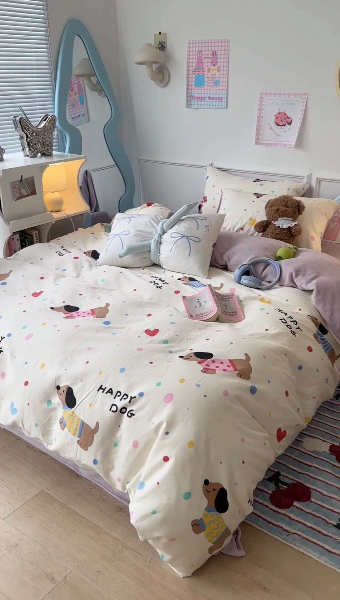 91家纺网 家纺一手货源 找家纺 昔可家纺 2024新款秋冬新款棉加牛奶绒四件套 毛衣腊肠狗