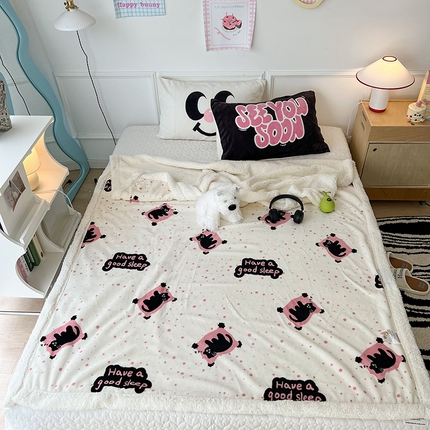 昔可家纺 2024新款羊羔绒牛奶绒毛毯系列（三）-场景二-卡通系列 晚安猫猫