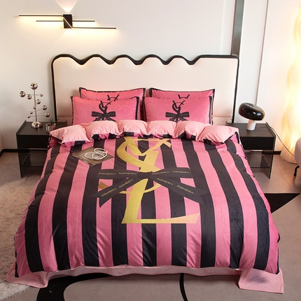 色鬼布艺 2024新款婴儿绒数码印花牛奶绒四件套仿大牌直播爆款网红款 反转巴黎