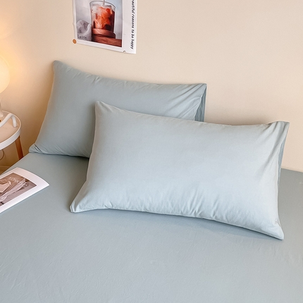 眠帛家居 2024新款A类亲肤水洗棉纯色单品枕套 天空蓝