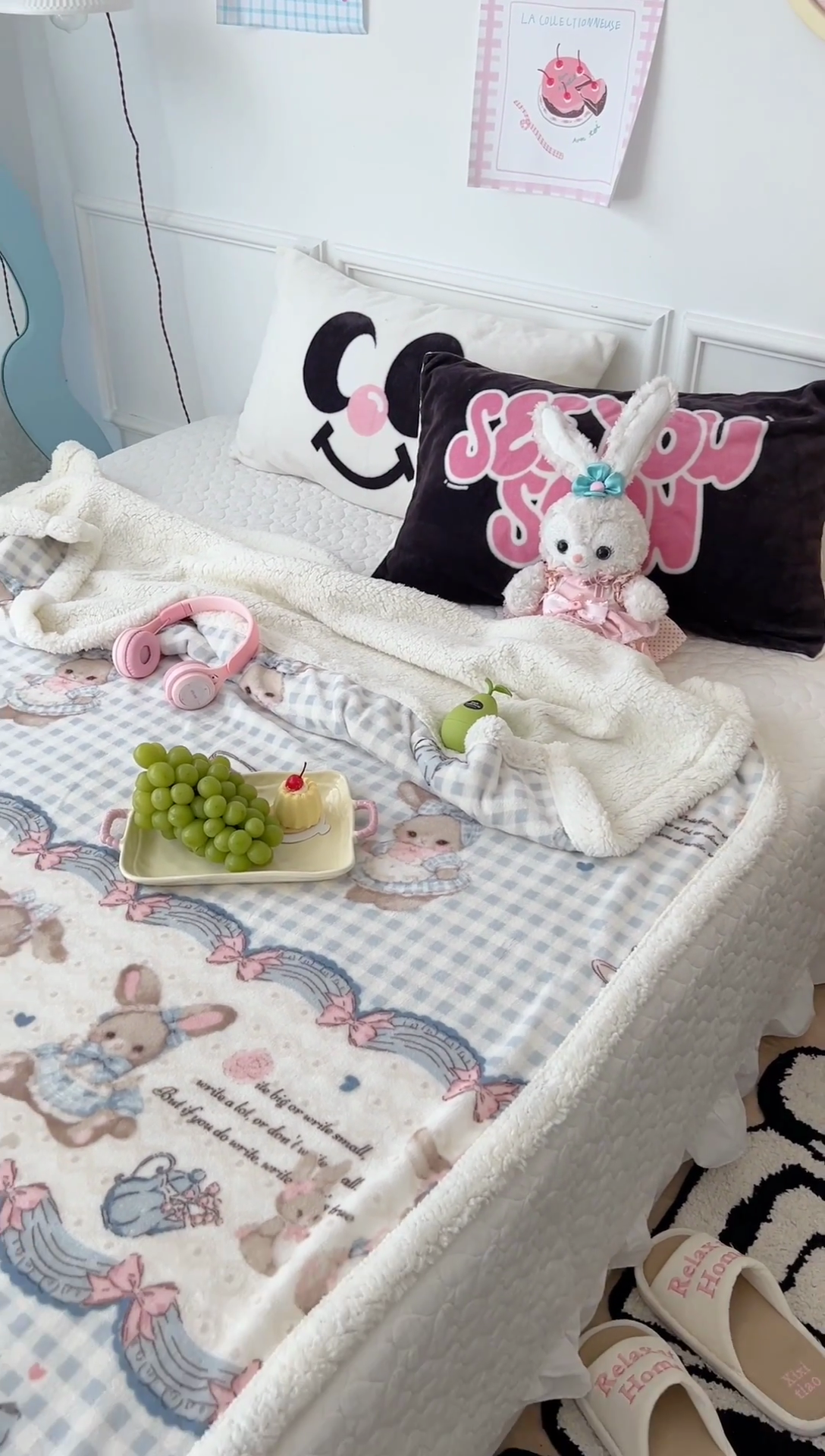 91家纺网 家纺一手货源 找家纺 昔可家纺 2024新款羊羔绒牛奶绒毛毯系列（三）-场景二-洛丽塔系列 萝莉小兔