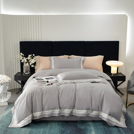 91家纺网 家纺一手货源 找家纺 榻尚家居 2024新品 纯棉全棉磨毛抗菌磨毛秋冬加厚刺绣四件套伊卡芙（非会员+20） 伊卡芙 灰