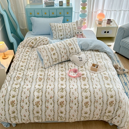 91家纺网 家纺一手货源 找家纺 昔可家纺 2024新款印花牛奶绒四件套系列-复古小清新系列 仙仙琉璃花
