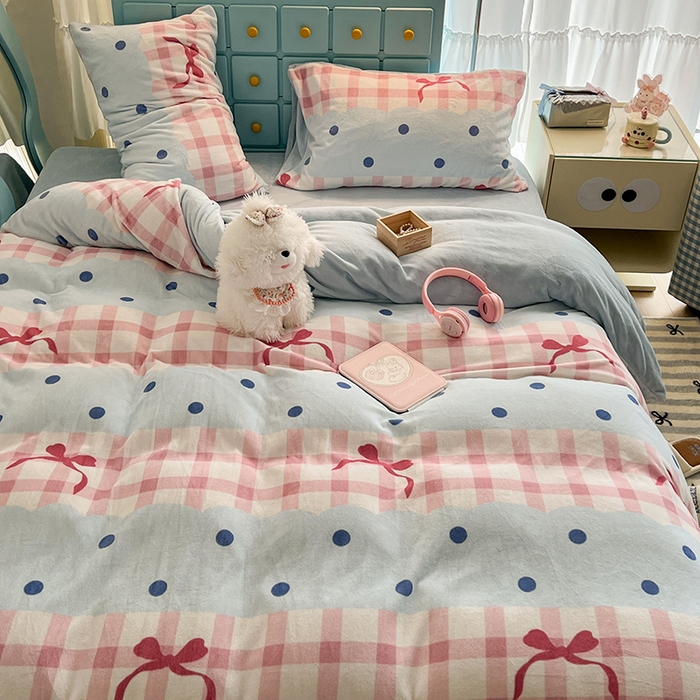 91家纺网 家纺一手货源 找家纺 昔可家纺 2024新款印花牛奶绒四件套系列-ins少女系列 芭蕾美学