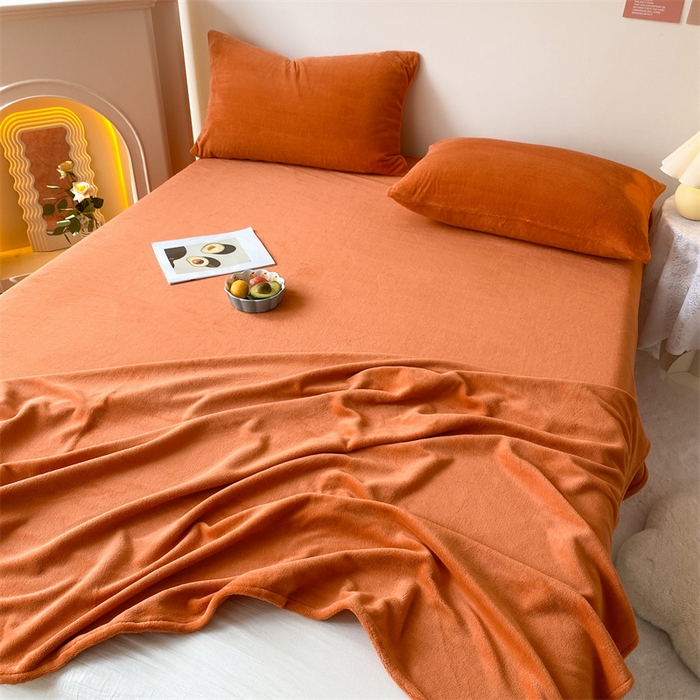 91家纺网 家纺一手货源 找家纺 眠帛家居 2024新款纯色高克重牛奶绒单床单 焦糖