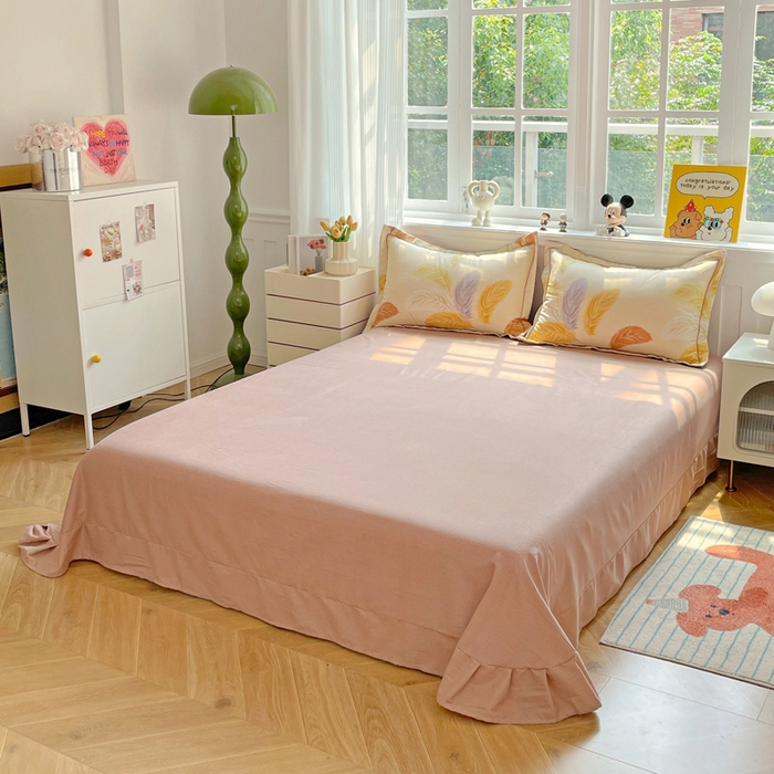 91家纺网 家纺一手货源 找家纺 优选良品 2025直播爆款加厚全棉磨毛四件套喷气印花纯棉（一字绣工艺款）学生三件套9月上新 晚秋