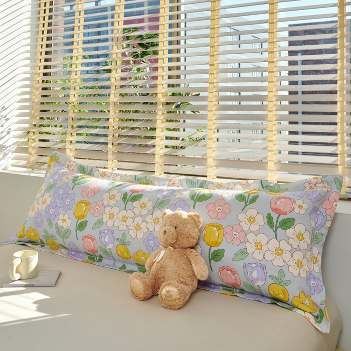 91家纺网 家纺一手货源 找家纺 美宜家 2025新款四季纯棉斜纹磨毛双人全棉长枕套精品一字绣 花香盛世