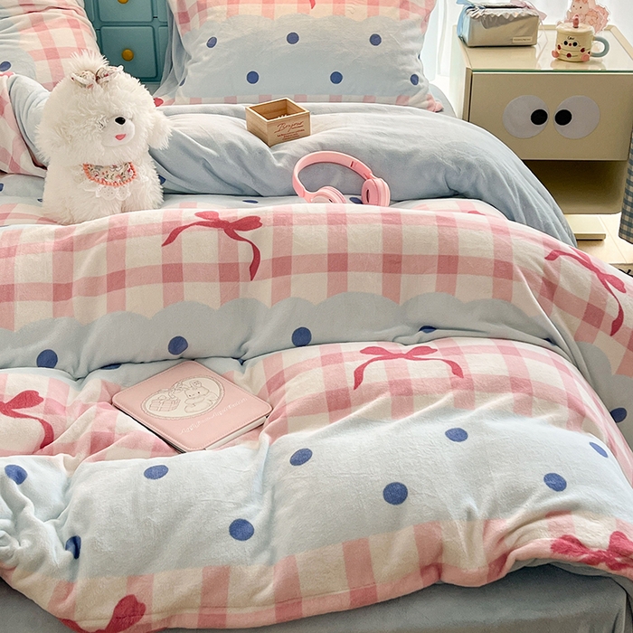 91家纺网 家纺一手货源 找家纺 昔可家纺 2024新款印花牛奶绒四件套系列-ins少女系列 芭蕾美学