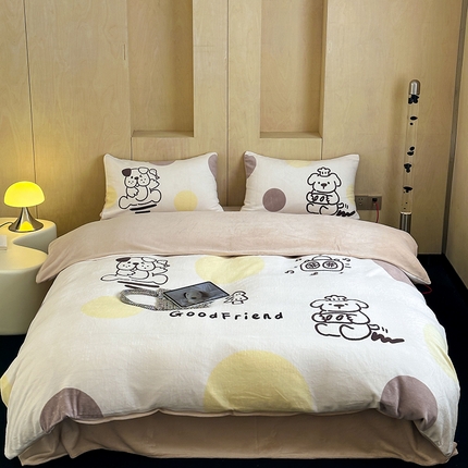 91家纺网 家纺一手货源 找家纺 （总）昔可家纺 2024新款大版数码印花设计师牛奶绒四件套