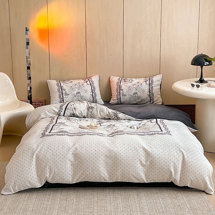 昔可家纺 2024新款大版数码印花设计师牛奶绒四件套 复古庄园